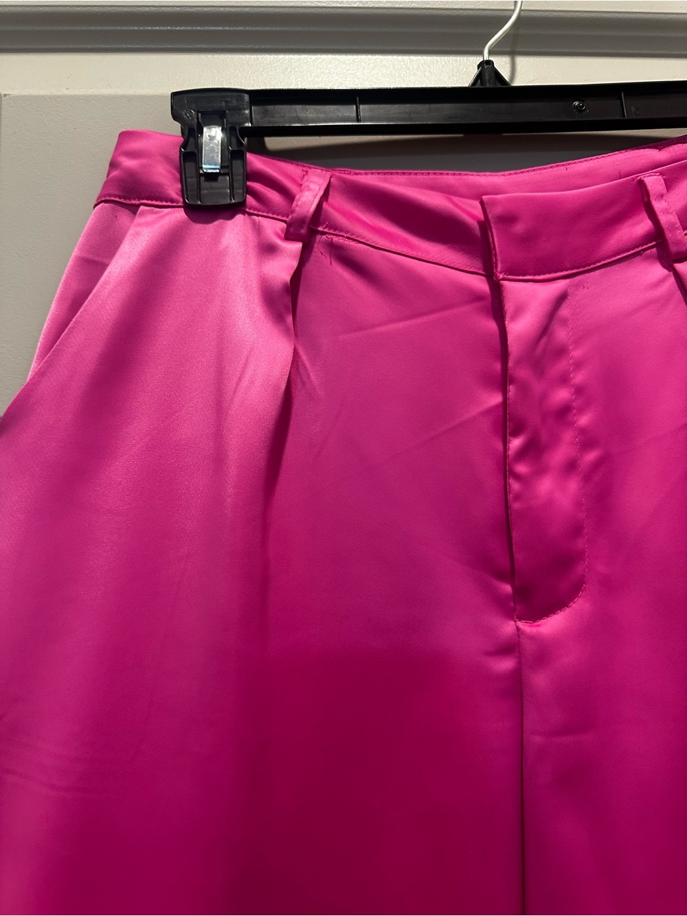 Hot Pink Satin Two-Piece Blazer and Skirt Set - Picture 6 of 9